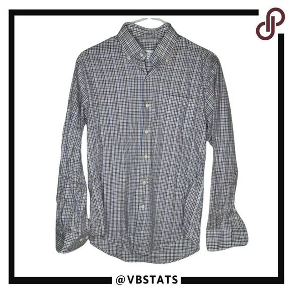 Peter Millar Blue-Purple-Black-Gold-White LS Plaid Shirt Size Medium - Picture 1 of 7